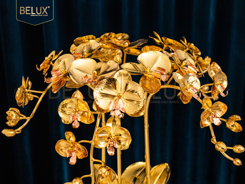 Chậu Lan Vàng Sen Ngọc mạ vàng 24k&nbsp;cao 50cm